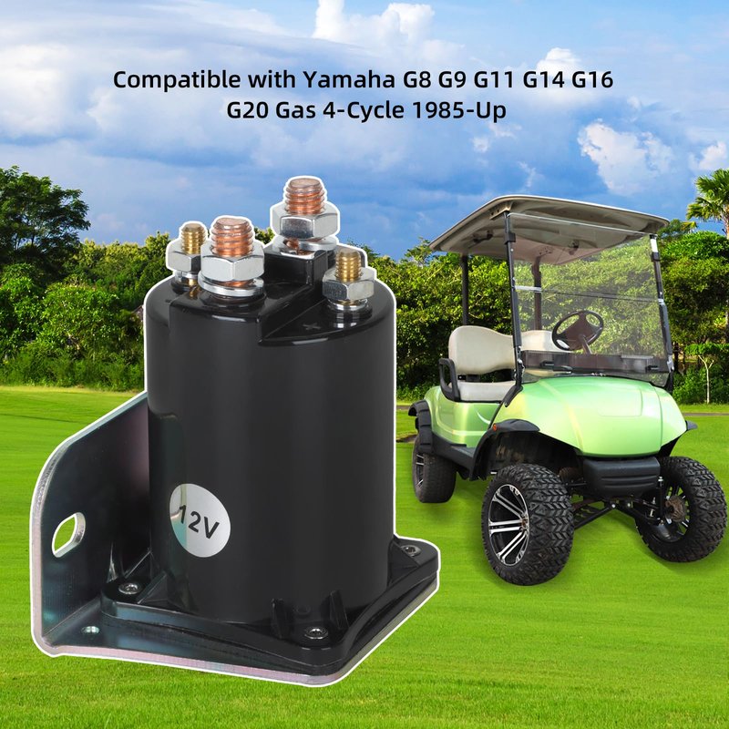 Roykaw Golf Cart Solenoid Replacement Compatible with Yamaha G2/G8/G9/G11/G14/G16/G20 4 Cycle 1985 -up Gas Models, 12 Volt/200 AMP Starter Solenoids, OEM# JF2-H1950-00-00, JR3-H1950-00, J38-81950-01