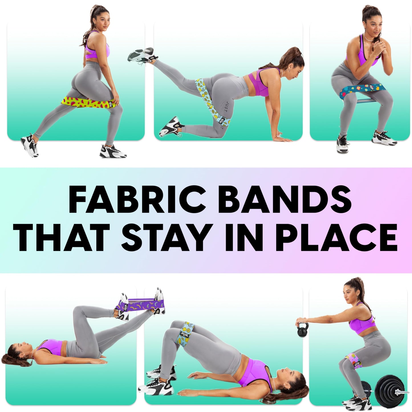 Fabric Resistance Bands for Working Out - 5 Booty Bands for Women and Men, Best Exercise Band Workout Bands for Workout Legs Butt Glute Hip - Gym Loop Fitness Bands Set for Home with Training Guide