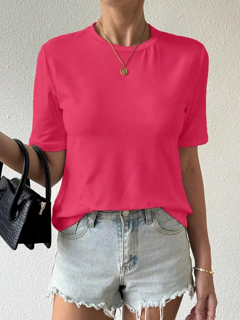 Women's Casual Loose Round Neck T-Shirt - Comfortable Summer Sports Top