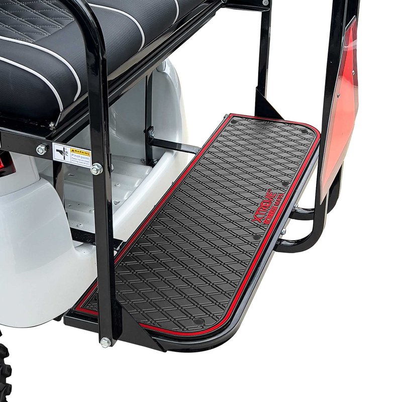 Xtreme Golf Cart Mats Rear Step Rubber Floor Mat for Golf Cart Models Equipped with MadJax Genesis 150, GTW MACH1, or MODZ Flip4 Rear Seat Kits | Full Coverage Protection 41" x 12" - Red Trim