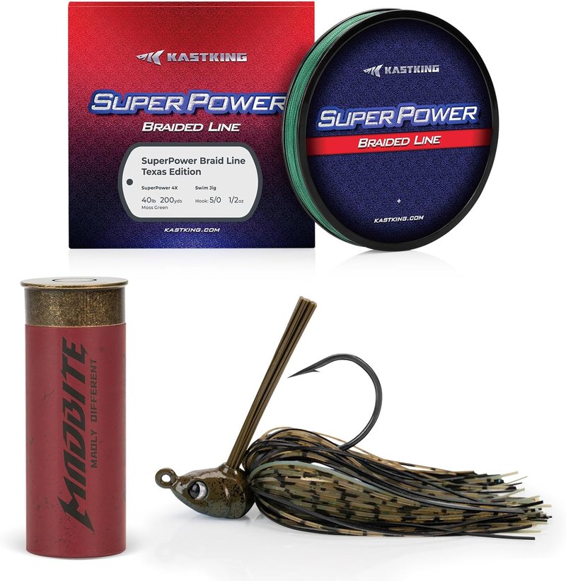 KastKing Superpower Braided Fishing Line Kit - 4X Braid with Hard & Soft Baits | Complete Freshwater Gear for Bass, Trout & Walleye
