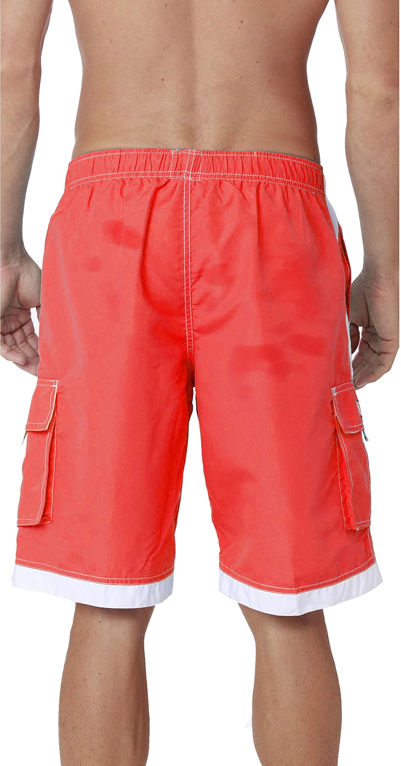 INGEAR Men's Quick Dry Swim Trunks Cargo Water Shorts with Mesh Lining (Red, Medium)