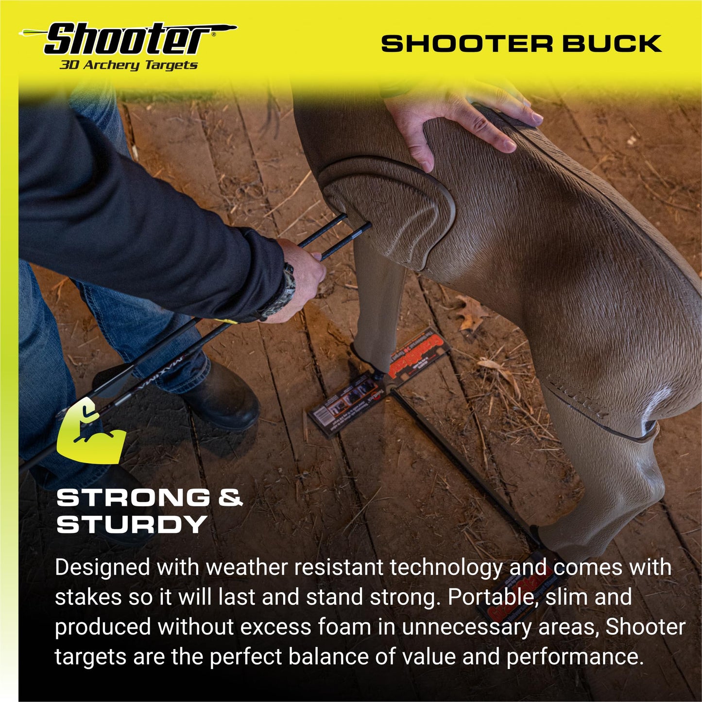 SHOOTER Big Buck 3D Archery Target, 51” Tall, Replaceable Insert for Long Life, Weather-Resistant Construction, High-Density Impact-Response Foam Withstands Field Points, Broadheads, and Expandables