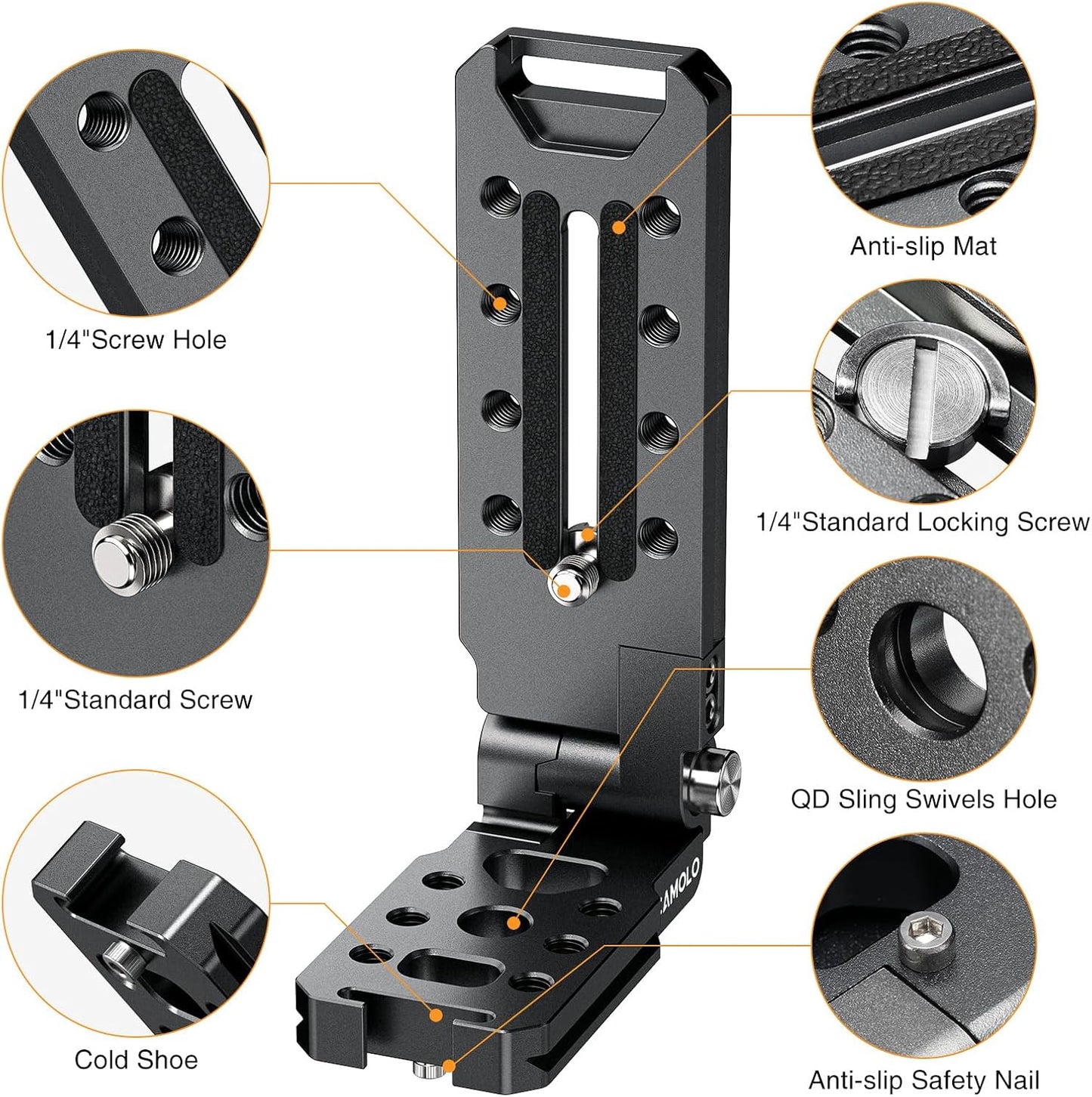 Foldable DSLR Camera L Bracket - Vertical & Horizontal Tripod with Quick Release Plate | Compatible with Canon, Nikon, Sony