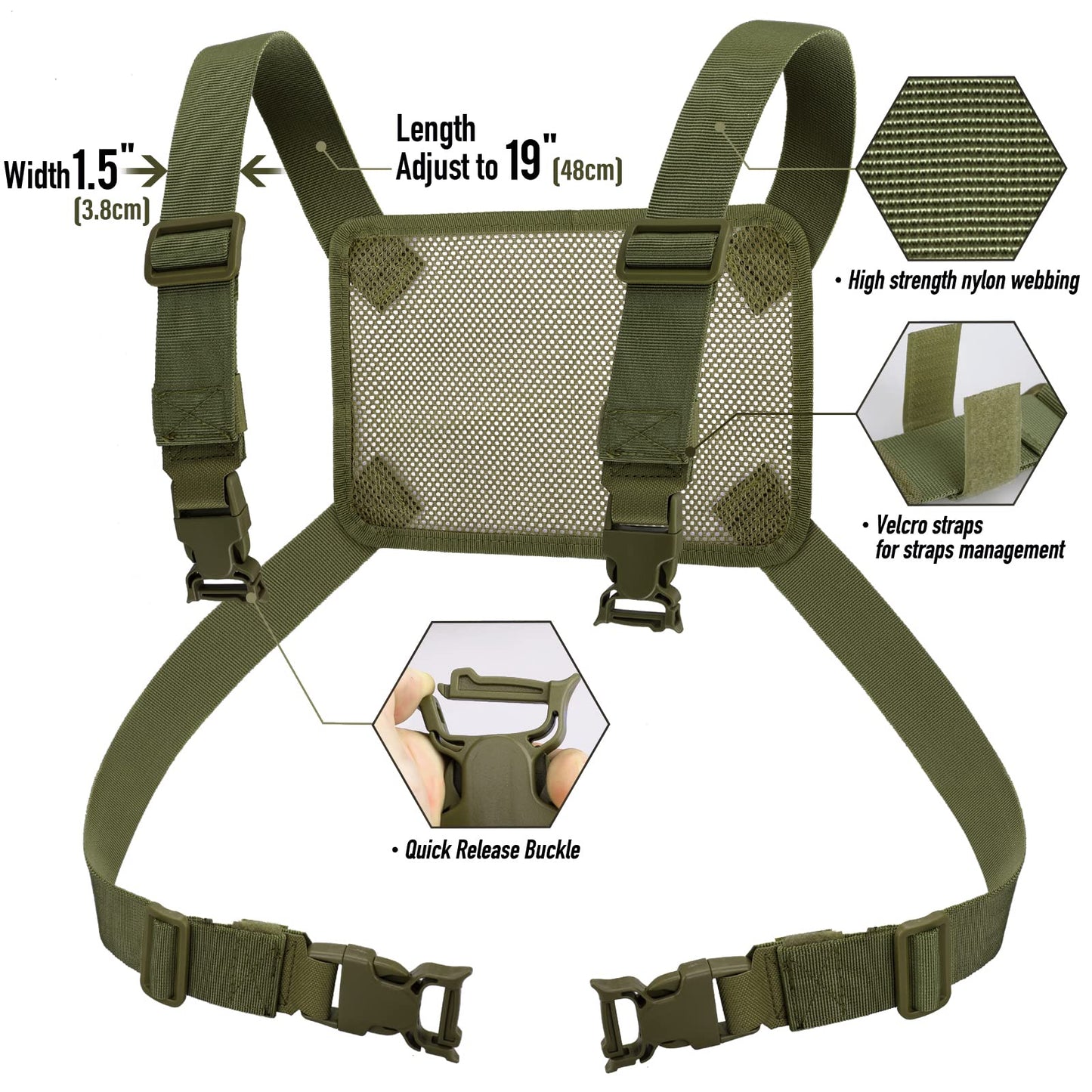 WYNEX Tactical Large Admin Pouch of Double Layer Design, Molle EDC EMT Utility Pouch with Map Sleeve Modular Tool Pouch Large Capacity Flag Patch Included Army Green (Harness)