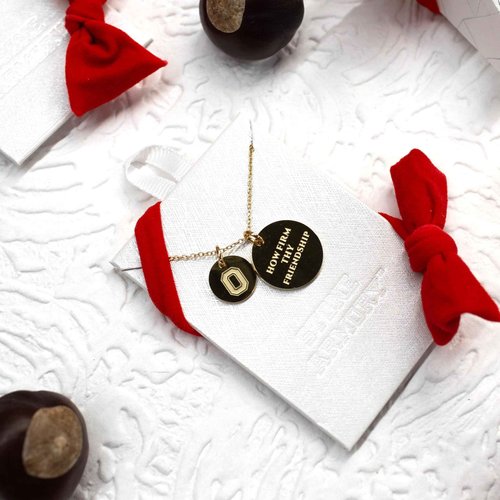 Stone Armory Necklace for Ohio State Buckeyes - 18K Gold-Plated Stainless Steel Jewelry Designed for Sensitive Skin - Adjustable 16-20in Chain, Gift for Ohio State University Fans