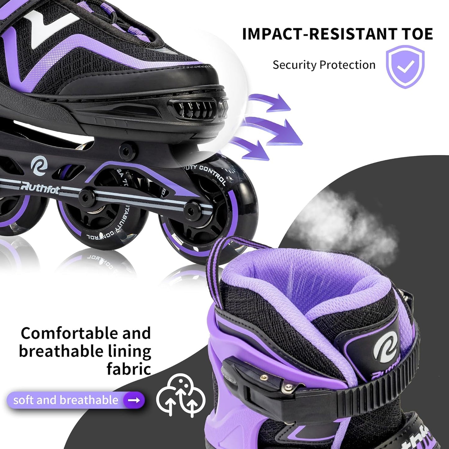 Adjustable Inline Skates for Boys & Girls - Full Light Up Wheels | Outdoor Rollerskates for Kids & Women