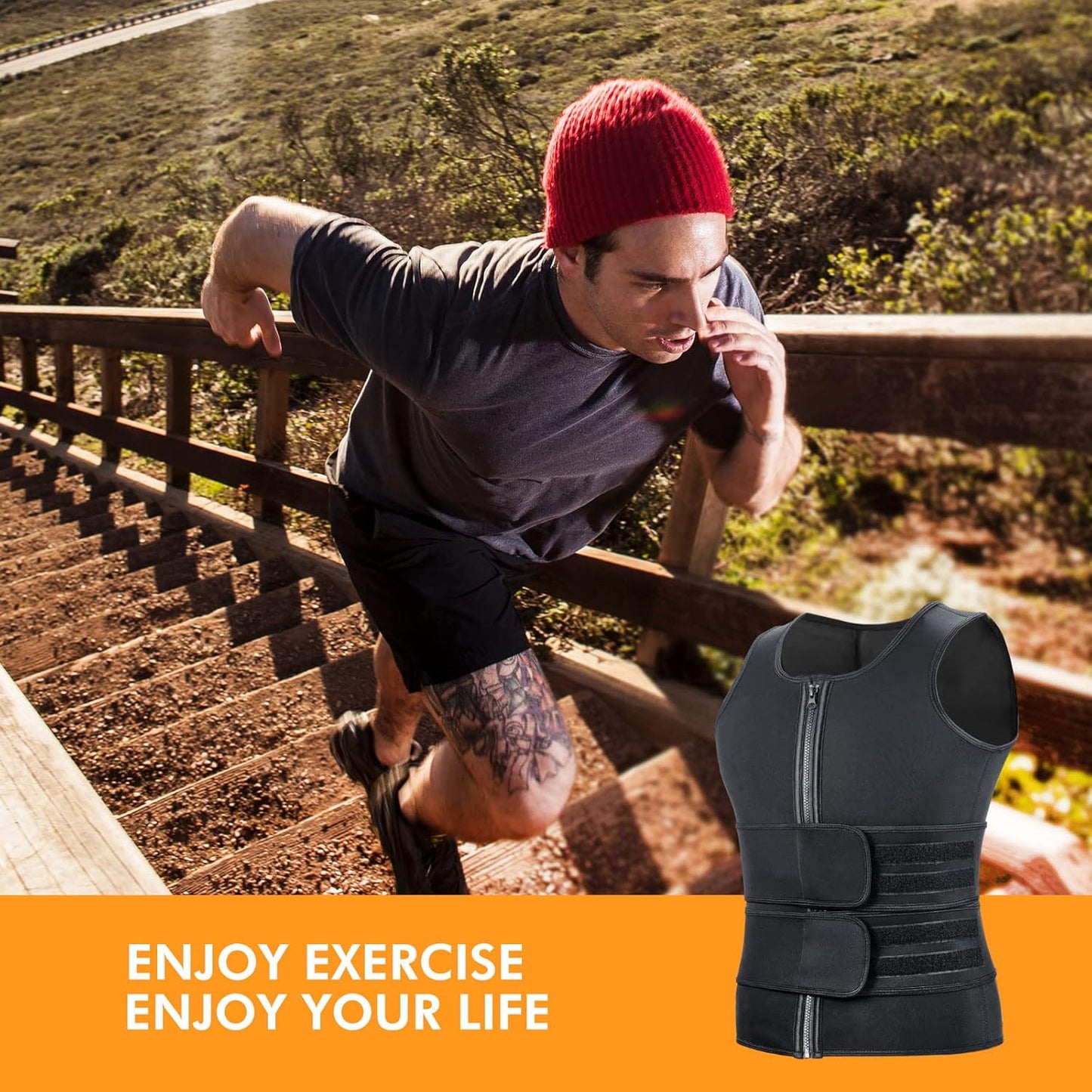 Sauna Vest Waist Trainer for Men - Double Sweat Belt Body Shaper for Effective Gym Workouts