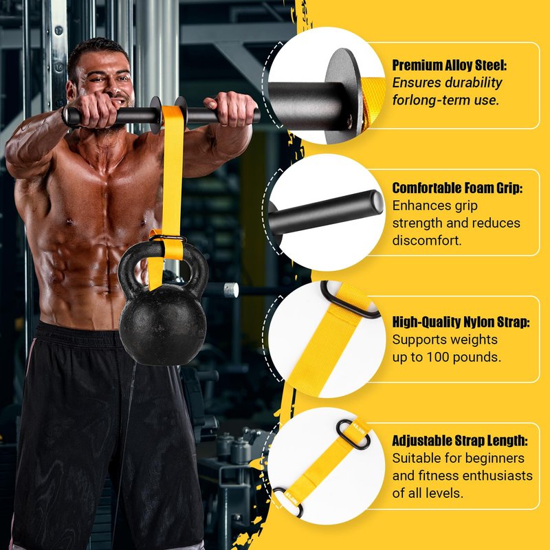 Forearm Strengthener and Wrist Roller, 43.3 in Or 51.2 in Ultra-Strong Nylon Webbing Wrist & Forearm Blaster with Quick Locking Mechanism, Durable Anti-Slip Grip Handles for Forearm Strength Training