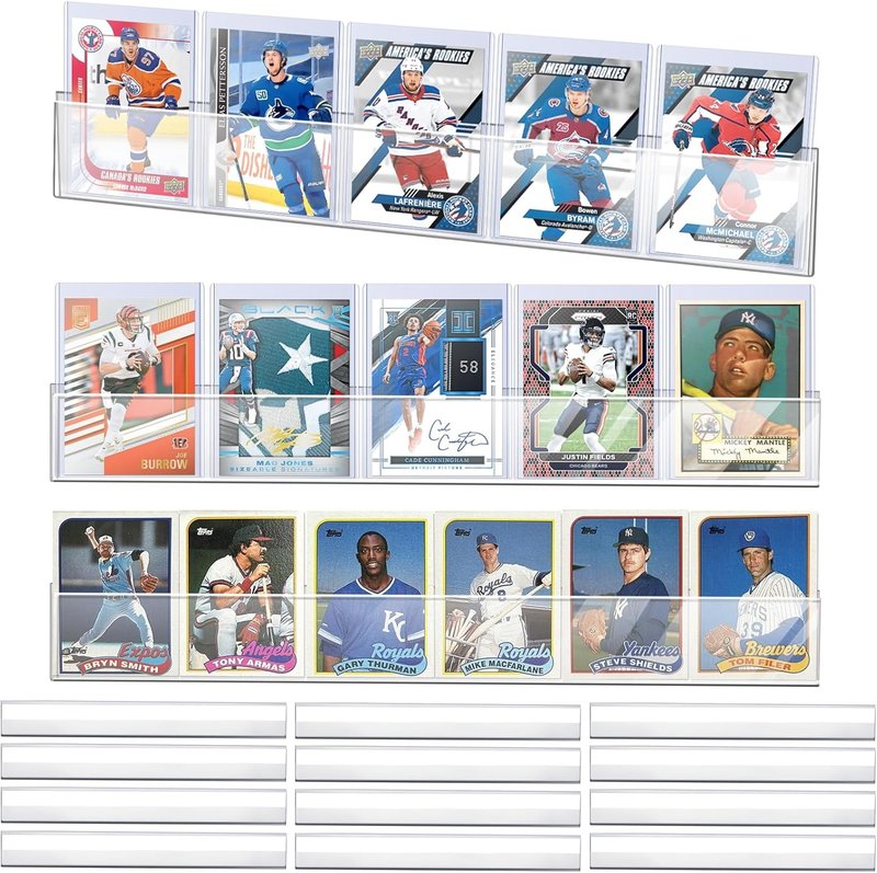 Baseball Card Wall Display Rack - 12 High Clarity PET Frames | Holds 72 Raw Cards or 60 Top Loaders