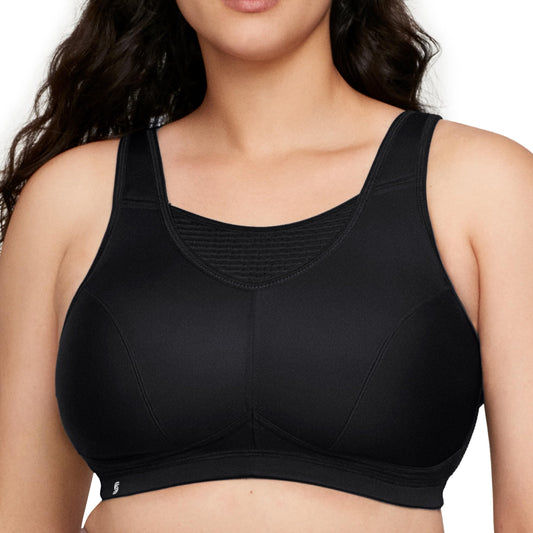 Full Figure Plus Size No-Bounce Camisole Elite Sports Bra Wirefree #1067 Black