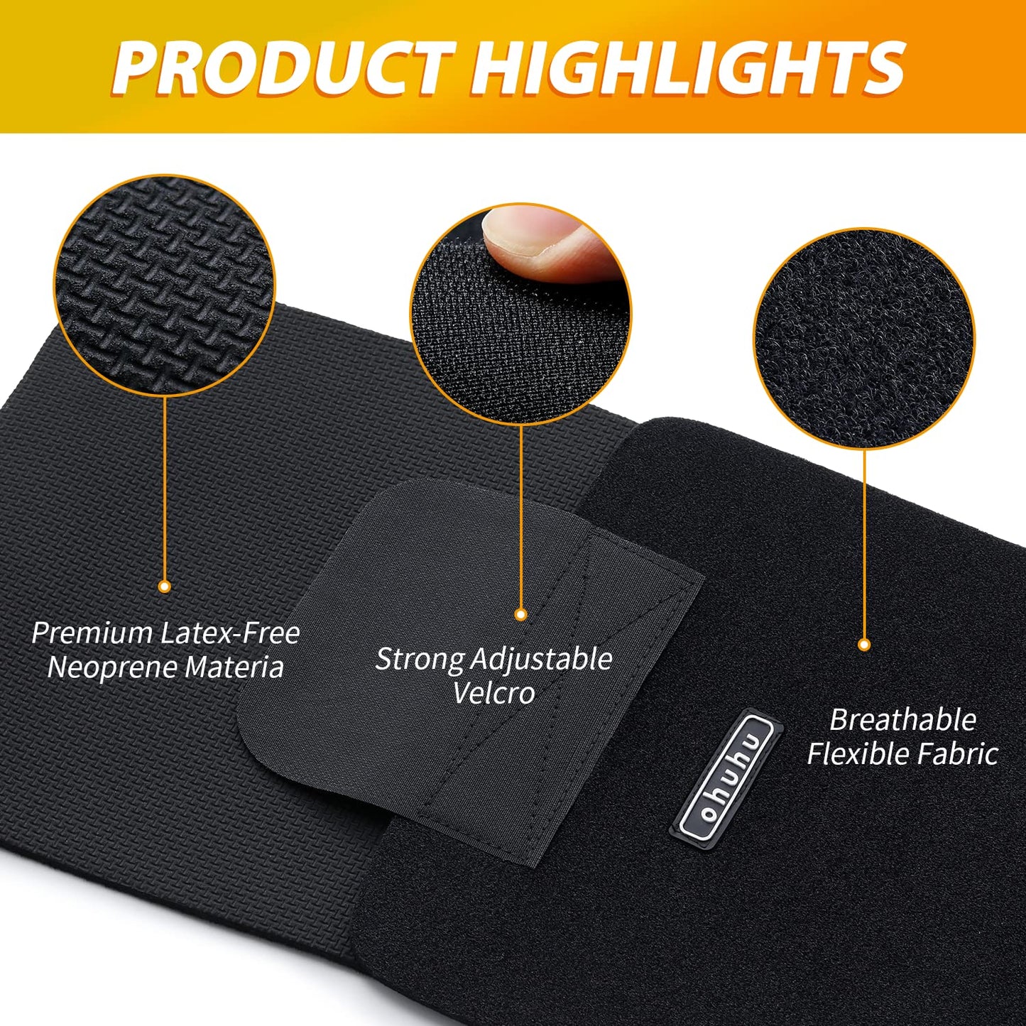 Ohuhu Waist Trimmer, Adjustable Neoprene Ab Trainer Belt for Men Black