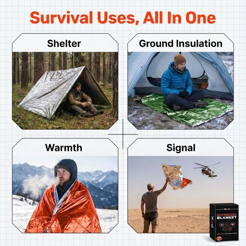 Mylar Emergency Blankets 8-Pack - Waterproof, Rip-Resistant Survival Gear | Thermal Blankets for Outdoor Use