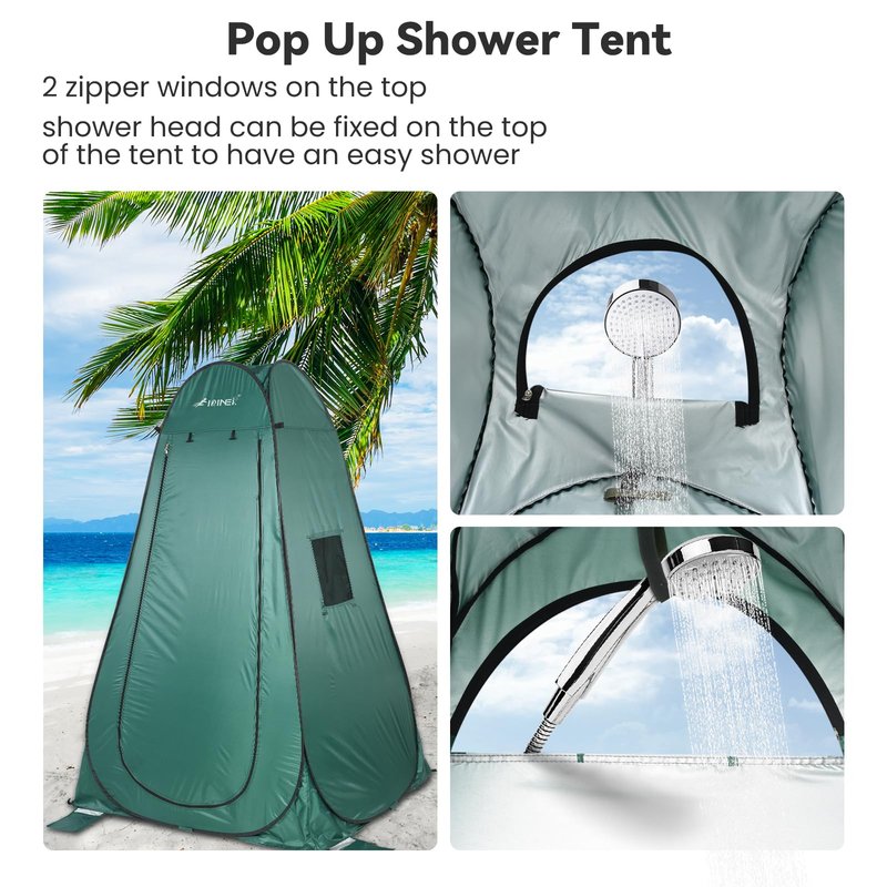 FIRINER Pop Up Camping Shower Tent, Portable Dressing Changing Tent Outdoor with Carry Bag for Beach & Hiking, 75” x 48”x 48”