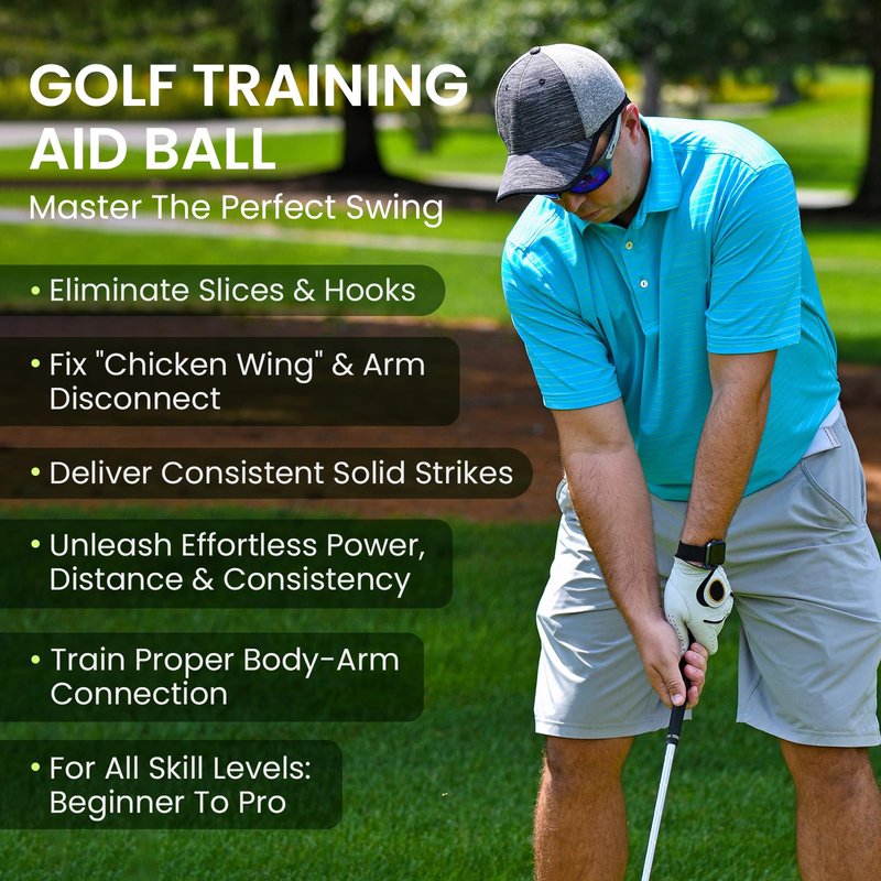 Amy Sport Golf Ball Training Aid with Adjustable Lanyard, Convenient Portable Impact Balls & Teaching Posture Correction Trainer for Men Women Beginner Golfer (Green-Medium)