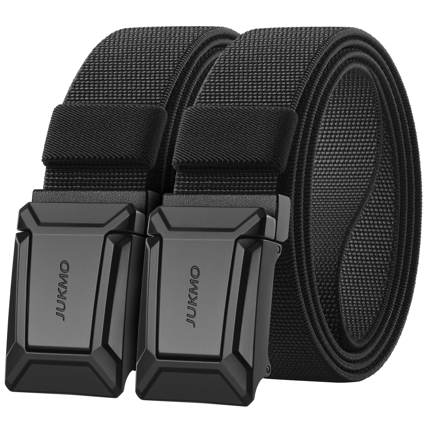 JUKMO 2 Pack Men's Stretch Tactical Belt, 1.5" Nylon Web with Flip Buckle