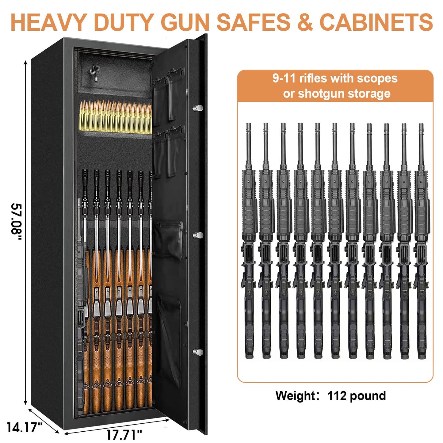 TOLEBLID [2024 New] 11-12 Fireproof Biometric Safes for Home Rifle