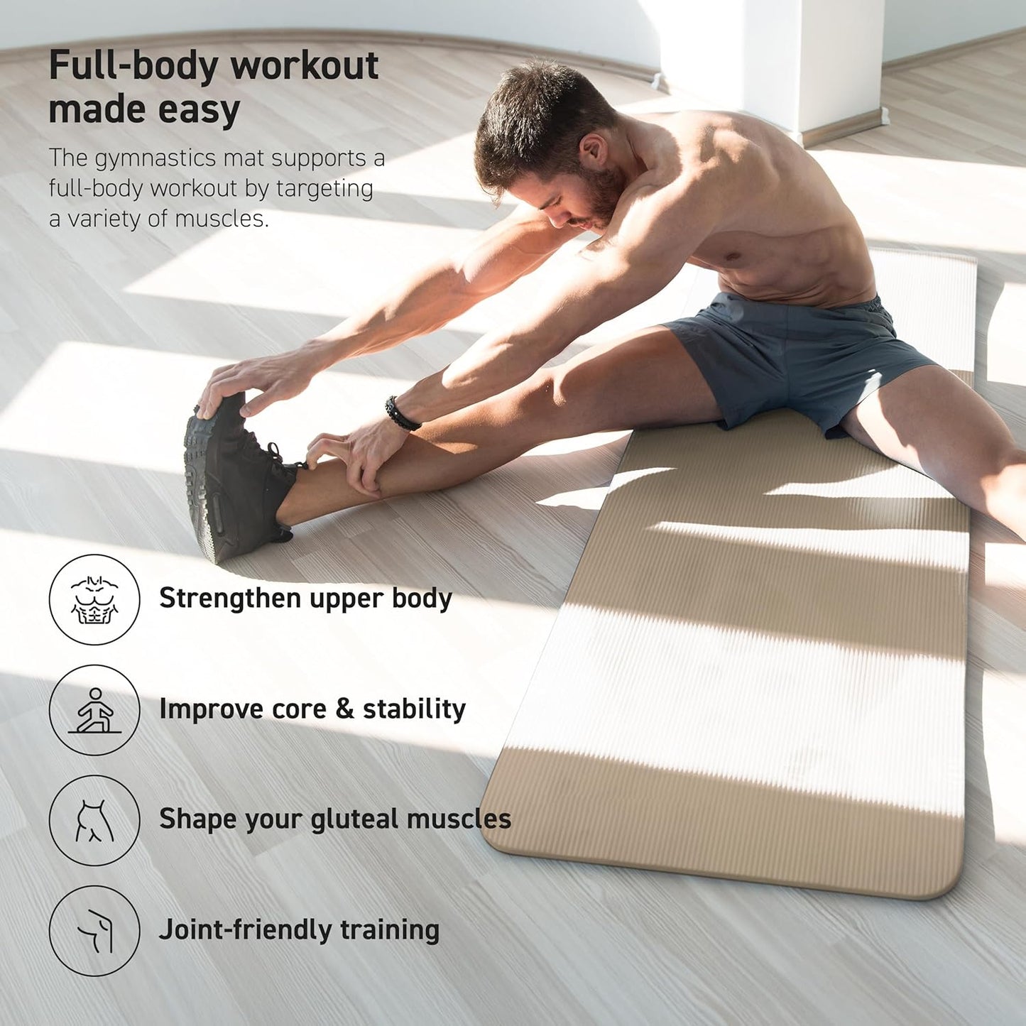 Yoga Mat - Premium Non-Slip Thick Exercise Mat for Home Workouts | Cushioned NBR Foam, Comfortable for Pilates & Stretching