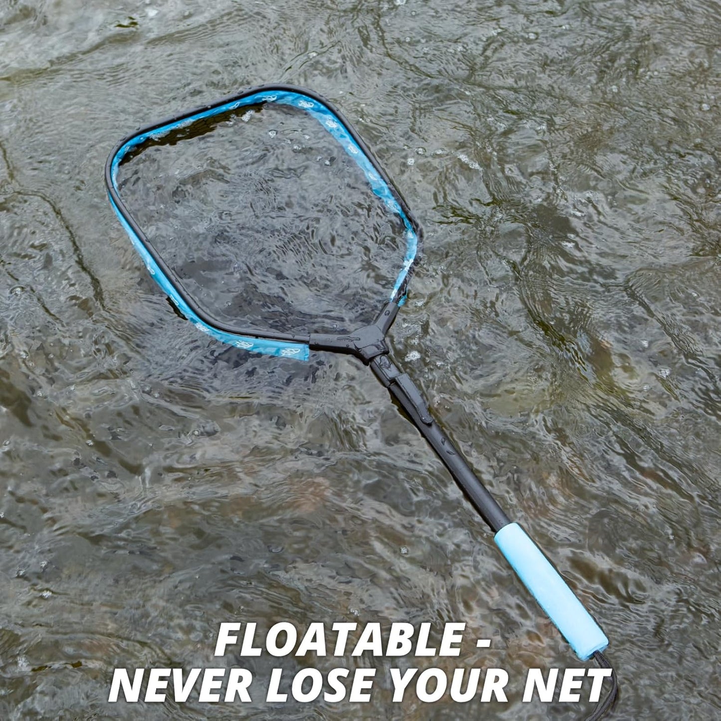 Floating Fishing Net - Collapsible Landing Net with Rubber Coated Polyethylene for Bass & Trout | Ideal for Kayak & Boat Fishing