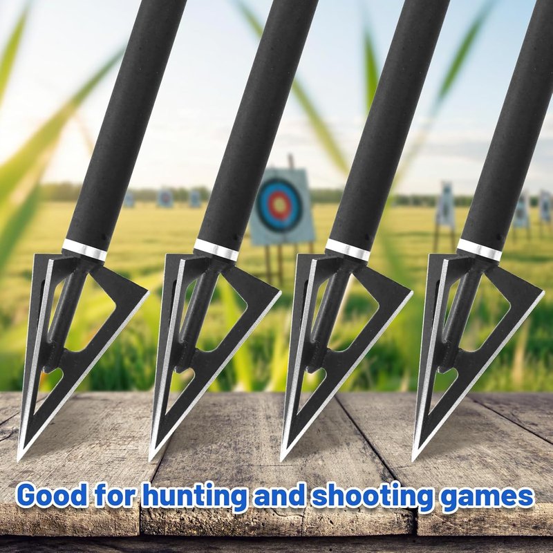 Broadhead Arrow Tips - 100 Grain Stainless Steel Archery Tips for Hunting | 6/12 Pack
