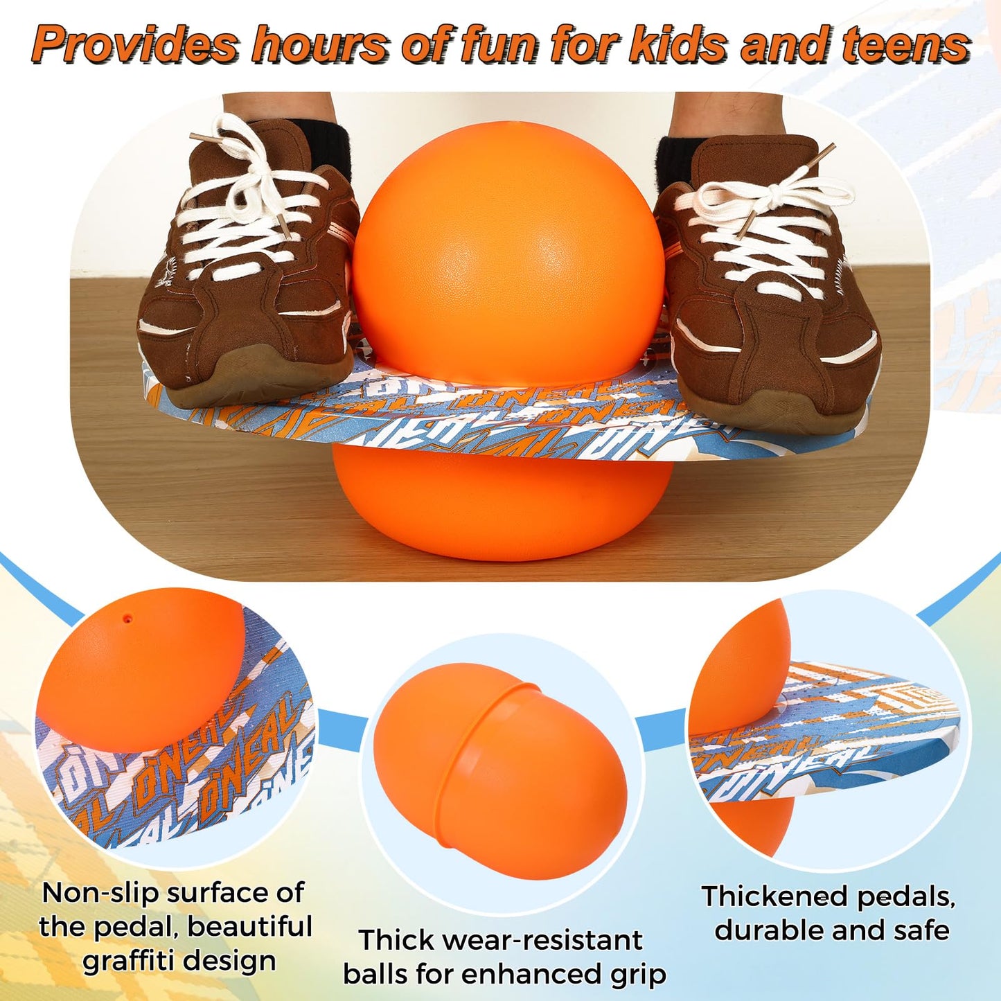 WinnerWhy Pogo Trick Ball for Kids, Up to 160lbs, Pogo Stick Jumper for Boys Girls Balance Bounce Board Ball with Pump Safe Fun Indoor Outdoor Gift Toy for Christmas(Orange, Blue,Fashion Style)