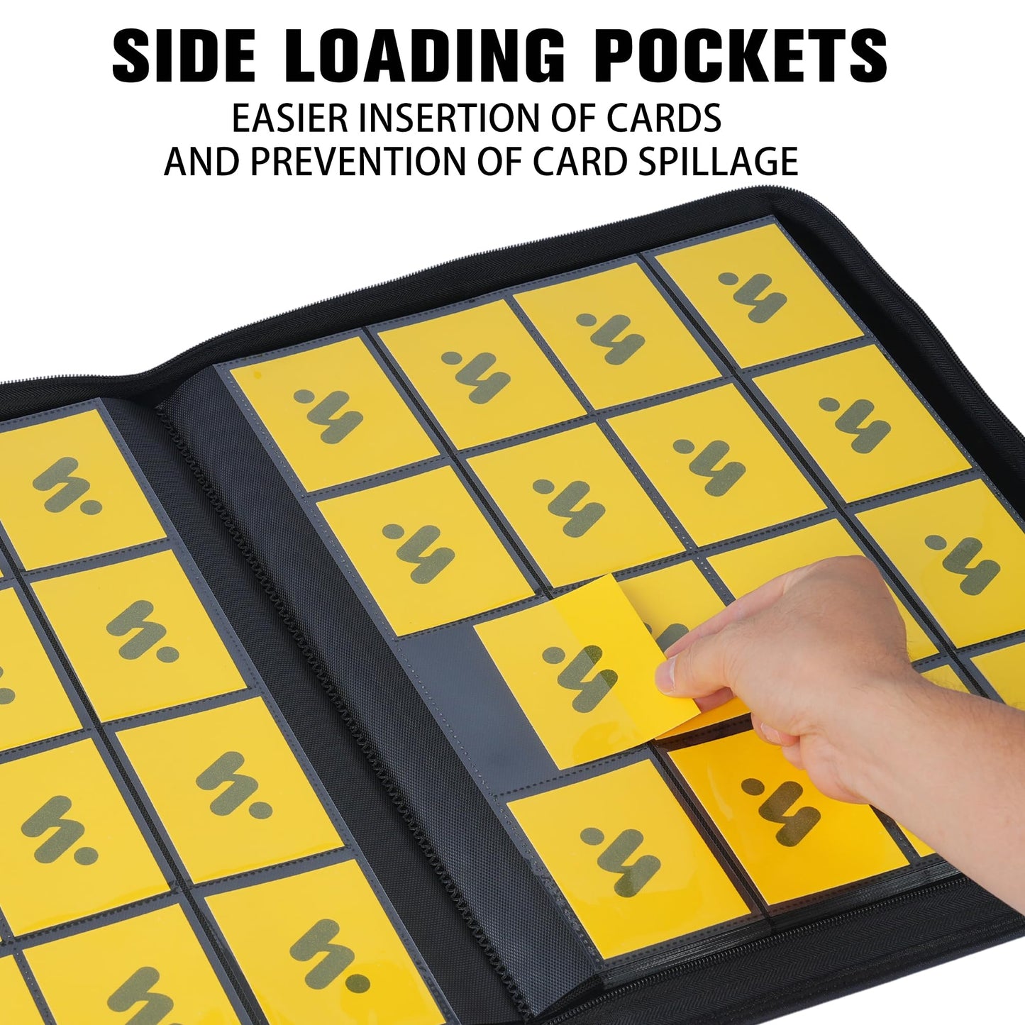 MORABTO Premium 16 Pocket Trading Card Binder,1024 Card Capacity Card Binder Ringless Design with Zipper Side Loading Trading Card Album Folder for MTG, Sports Cards & TCG - Black