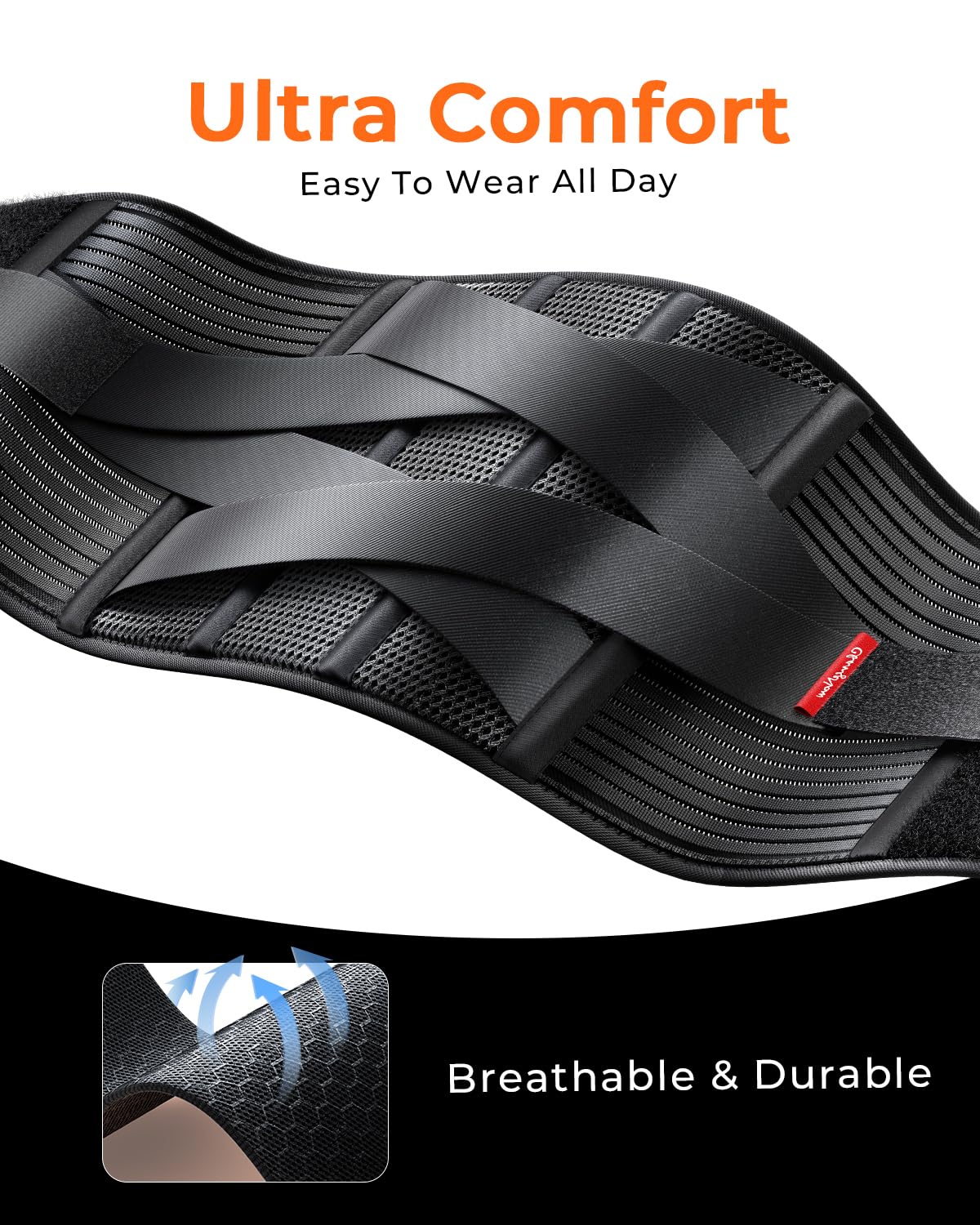 Ultra Breathable Work Back Brace for Men & Women [Upgraded Medical-Grade Support] Lower Back Support Belt with Removable Suspenders - Pain Relief for Lifting, Warehouse, Construction, Moving