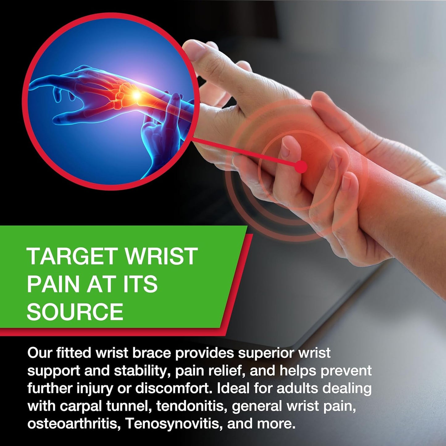MUELLER Wrist Brace for Men & Women - Pain Relief Support for Carpal Tunnel & Arthritis | Black, Small/Medium