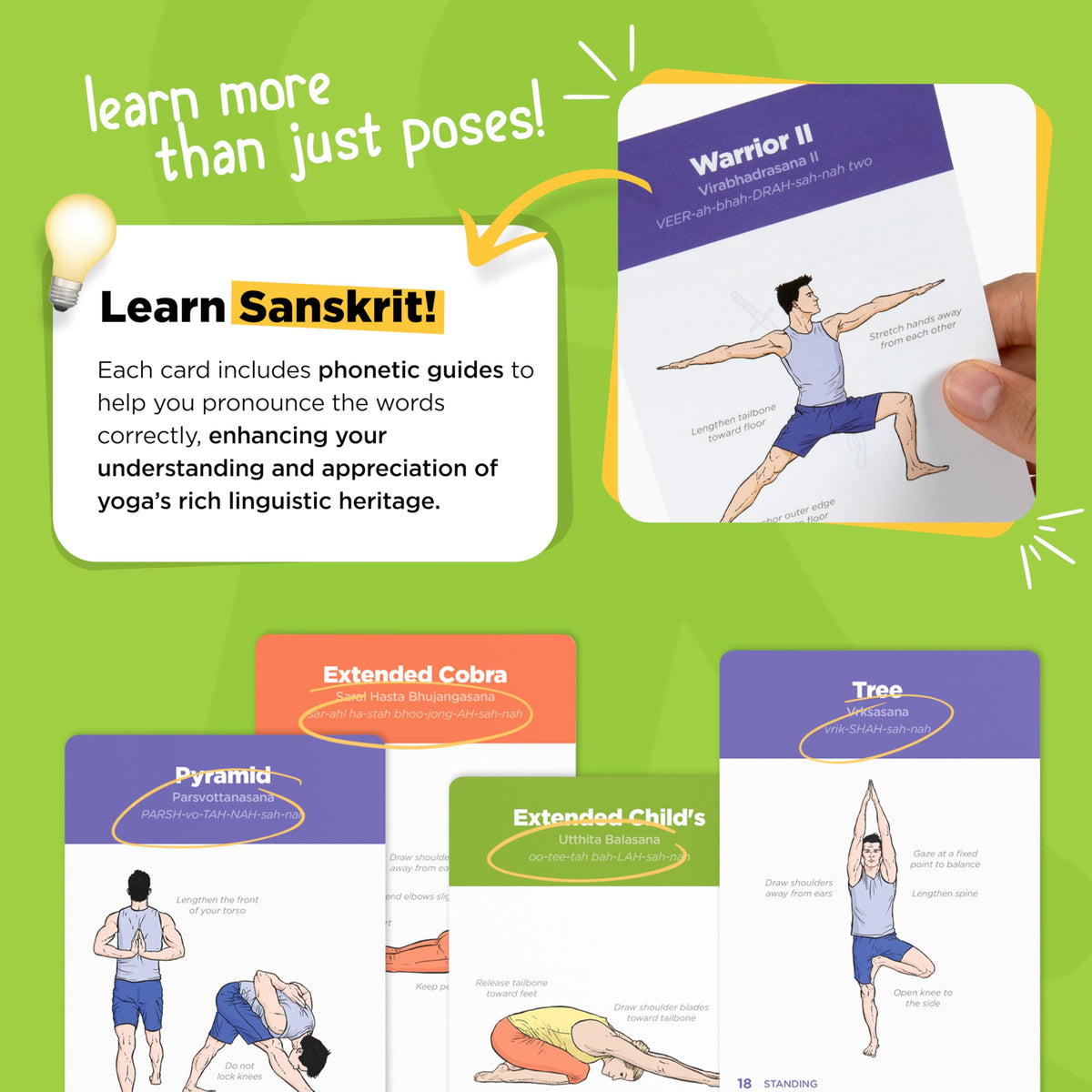 WorkoutLabs Yoga Cards – Beginner: Visual Study, Class Sequencing & Practice Guide with Essential Poses, Breathing Exercises & Meditation · Plastic Flash Cards Deck with Sanskrit