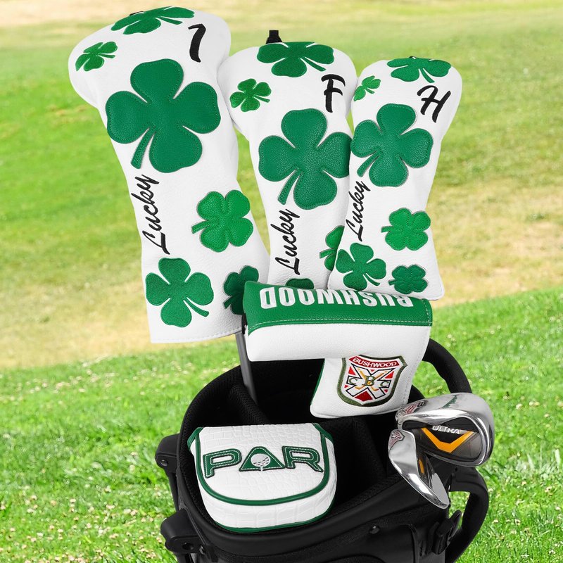 Craftsman Golf Par Style Green White Crocodile Pattern Leather Mallet Putter Cover for Odyssey Orlimar Scotty Cameron Magnetic Closure