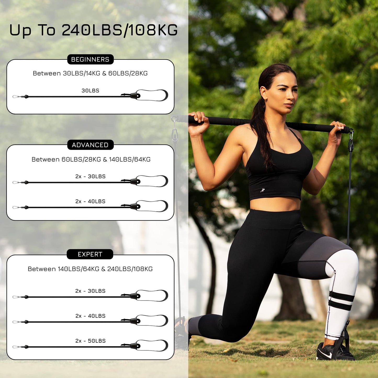 Breaking Limits Multifunctional Pilates Bar Kit - Adjustable Exercise Bar with 6 Resistance Bands for Working Out - Full Body Workout Equipment for Home Gym - Pilates Stretch Fusion Bar