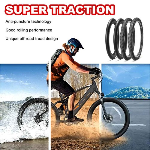 26 inch Bike Tires, Bicycle Tires 26"x 1.95" Folding Replacement for Mountain Bike, 26" Schrader Valve Bike Tubes, Bicycle Tire Levers and Tire Liners 2 PCS