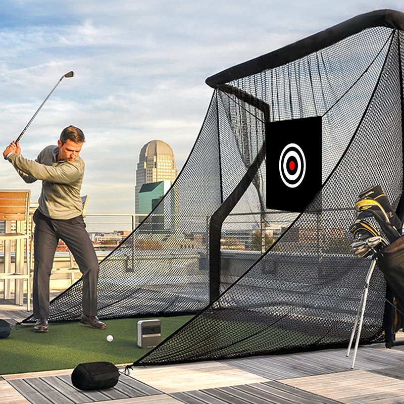 Golf Target Cloth 5' x 5' Golf Hitting Cloth Training Aids Practice Backstop Target for Driving Range Indoor Outdoor (58" x 59", Black)