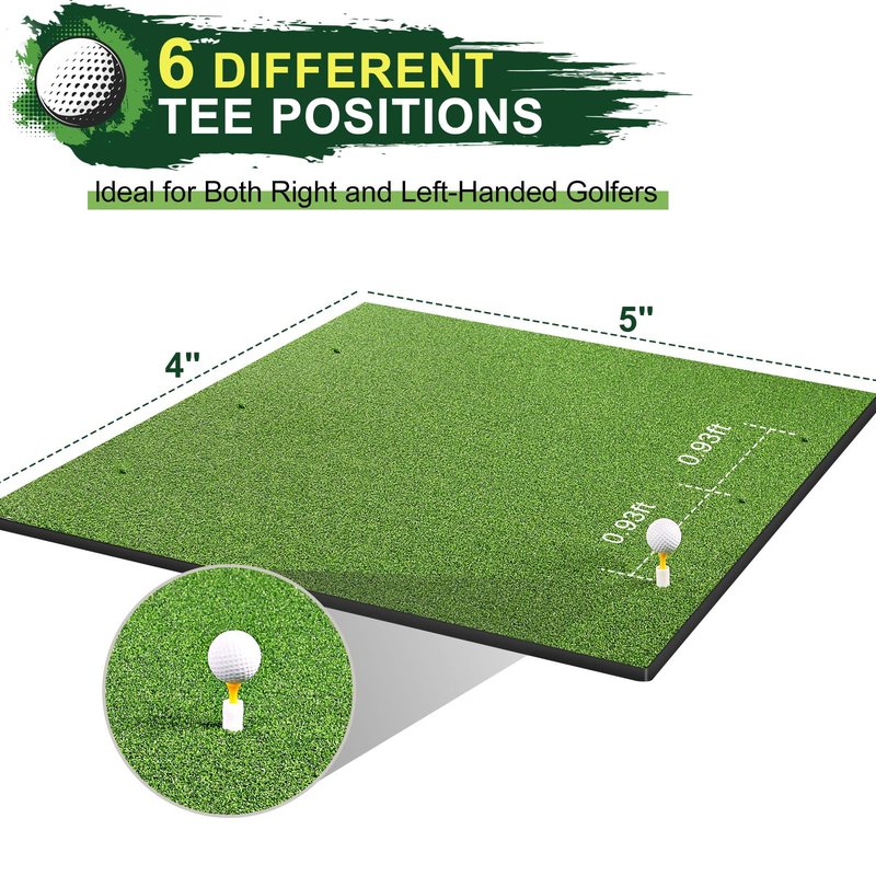 LIBERRWAY Thicken Golf Mat, 5x4ft Practice Turf, Indoor/Outdoor, Training Aid with 9 Golf Balls