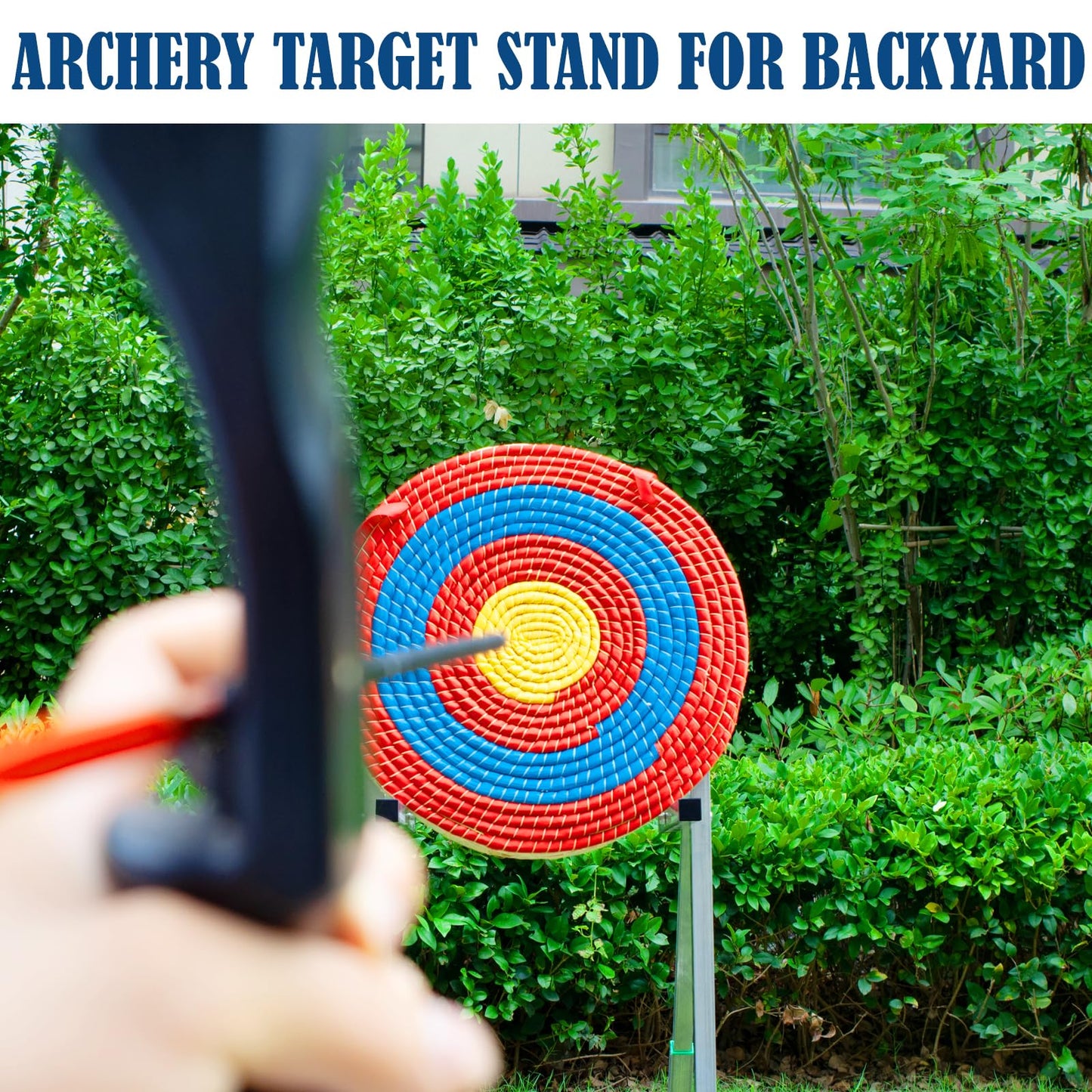 Archery Target Stand for Backyard, Foldable Metal Archery Target Stands for Straw & Point Bag Target Stand - Easy to Carry (Silver-A)