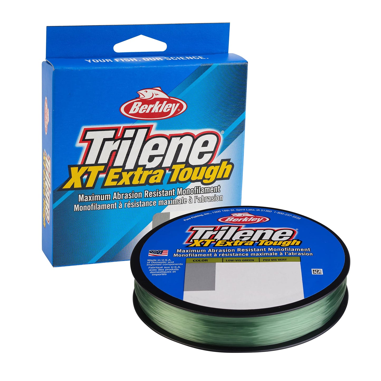 Berkley Trilene XT, 6lb | 2.7kg Monofilament Fishing Line, Low-Vis Green, 330yd | 301m, Abrasion Resistant, 45% More Flexibility, Ideal for Flipping, Pitching or Casting in Heavy Cover