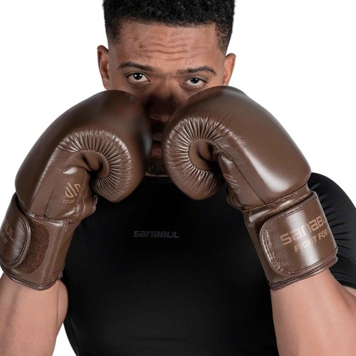 Sanabul Battle Forged Boxing Gloves for Men & Women, Kickboxing MMA, Muay Thai Gloves and Heavy Bag Training Punching & Sparring, Brown 14 oz
