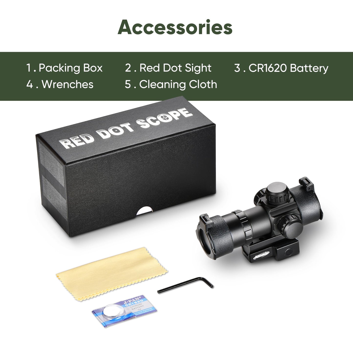 AOMEIKIE Red Green Dot Sight 4MOA Airsoft Scope Multi Brightness Settings for 20mm Picatinny Mount Rails