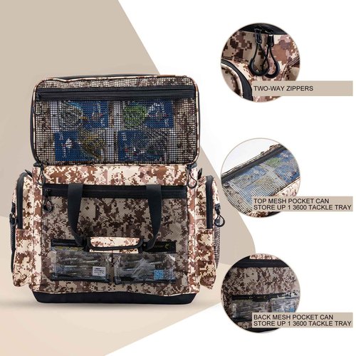 Goture Large Tackle Bag,Store Up to 8PCS 3700 Plus 4PCS 3600 Tackle Trays(Not Included),Water Resistant Saltwater Gear Storage Big Fishing Bag with EVA Bottom,Gifts for Men(21.65"x11.8"x15.16")-Khaki