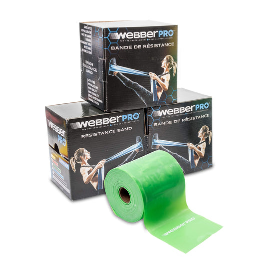 WEBBER TPE Resistance Bands Set, Hypoallergenic, Latex Free for Exercise, Fitness, Workout, Yoga, Pilates, Strength and Resistance Training (Green (Medium), Roll (22,5 m - 75 feet))