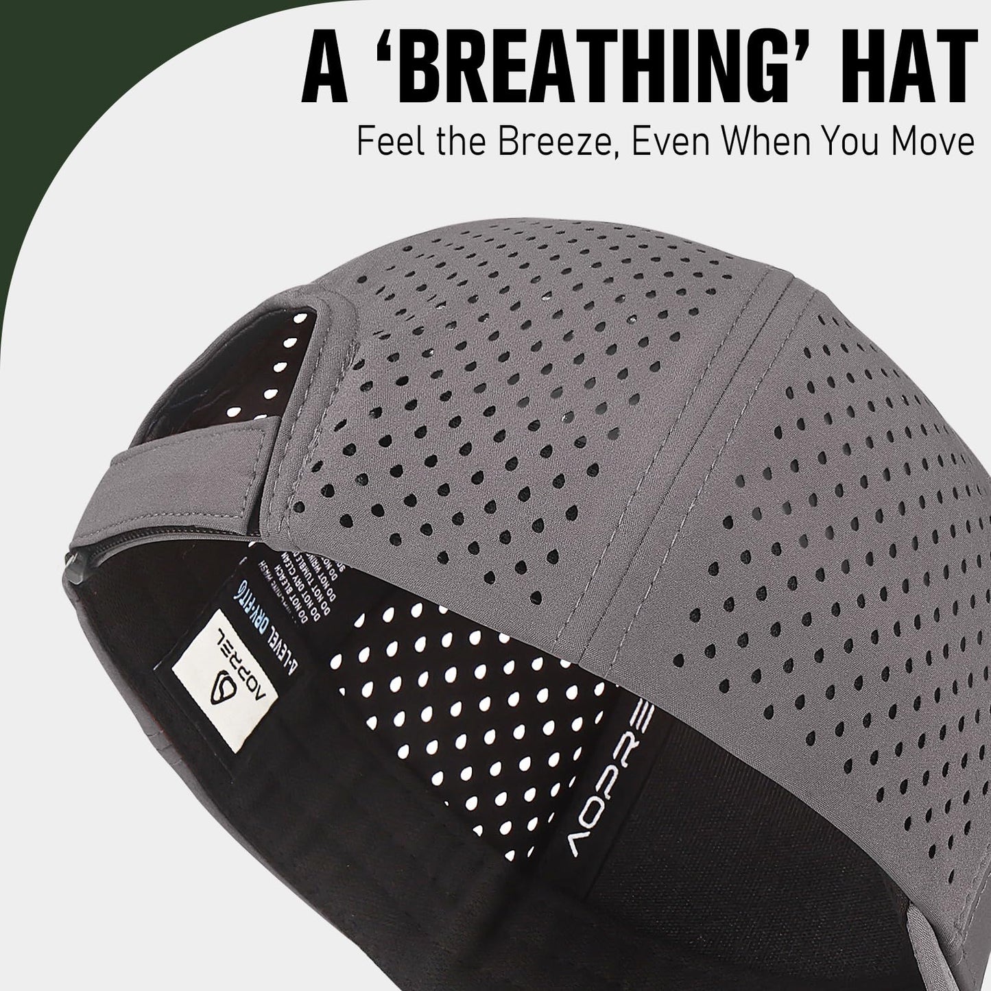 AOPREL Baseball Cap Breathable Mesh Golf Hat Quick Dry Adjustable Baseball Hats for Men and Women Sport Running Workout Grey
