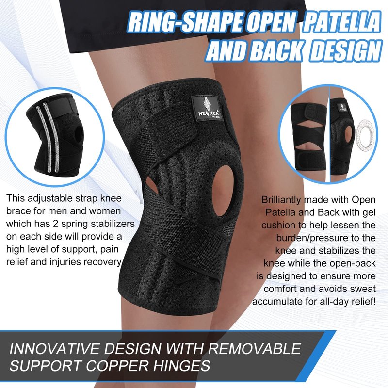NEENCA Knee Brace for Knee Pain, Adjustable Knee Support with Patella Gel Pad & Side Spring Stabilizers, Knee Wrap for Arthritis, Meniscus Tear, ACL, Knee Pain Relief, Runner, Sport