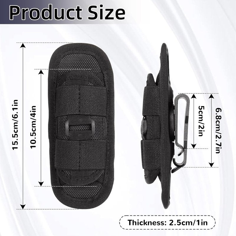 Tactical Flashlight Pouch - Rotatable Nylon Holder for Duty Belt | 360° Carabiner Clip for Police & Security