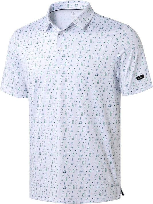 Men's Golf Polo Shirt - Short Sleeve Dry Fit Moisture-Wicking Casual Print | Performance Activewear