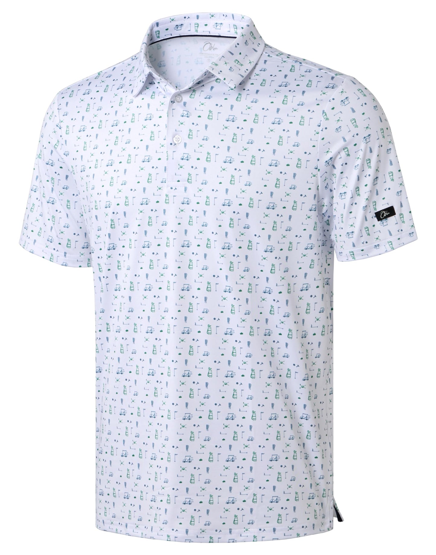 Obla Mens Golf Polo Shirts Short Sleeve Dry Fit Performance Moisture Wicking Casual Print Collared Golf Shirts for Men(White Golf Flag_XXXL)