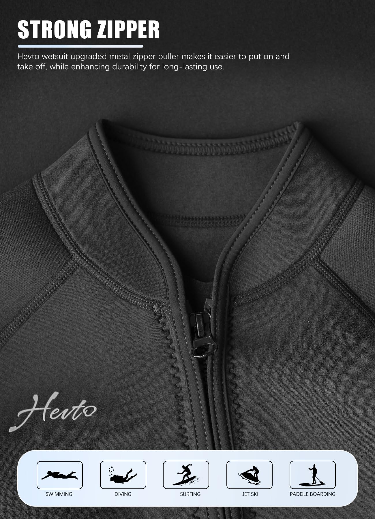 Hevto Wetsuits Men 2mm Neoprene Front Zip Shorty Wet Suit in Cold Water for Swimming Surfing Diving Snorkeling Paddle Boarding (M3-Blue, XL)