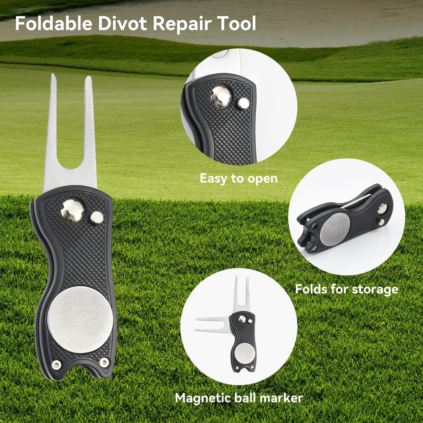 FIRINER Golf Accessories Kit - Golf Club Cleaner with Golf Brush with Water, Golf Towel, Divot Repair Tool, Golf Tee Holder, Marking Pen & Golf Ball Marker, Golf Gifts for Men and Women