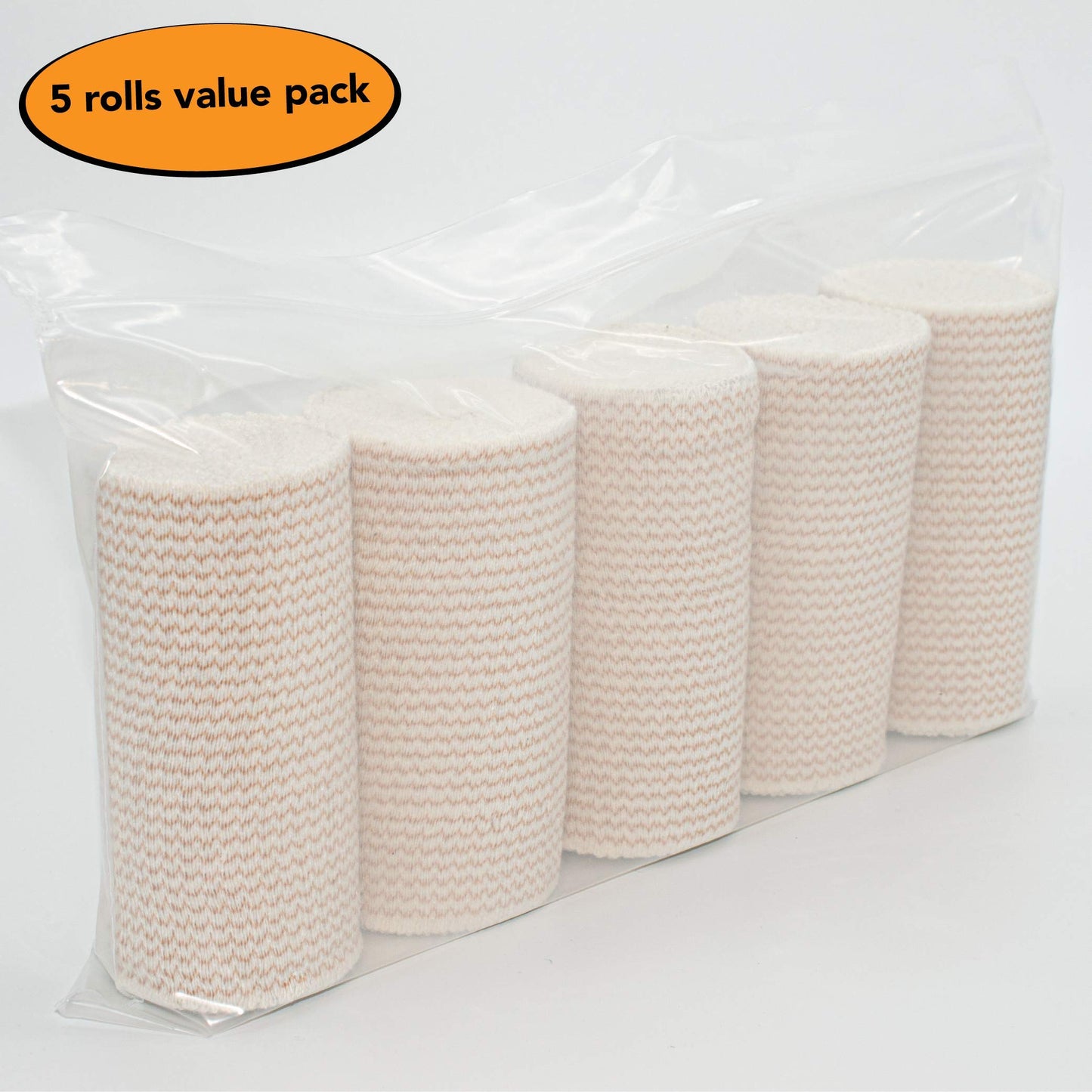 Hospora Thick Latex-Free Compression Cotton Elastic Bandage (4 inches, 5 Rolls)