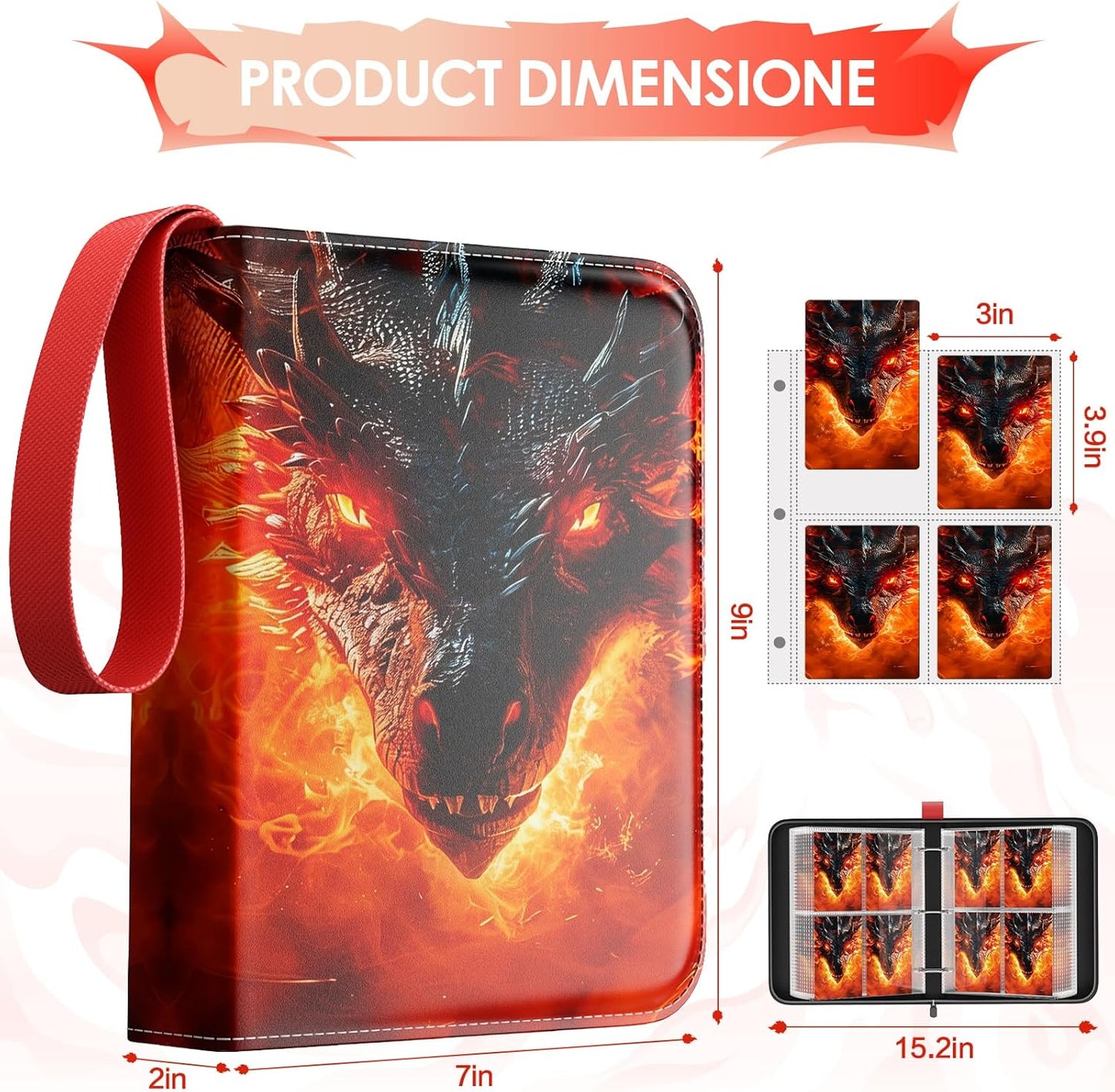 Trading Card Binder - Waterproof PU 400-Pocket Holder | Portable Zippered Album for MTG/TCG Collectibles