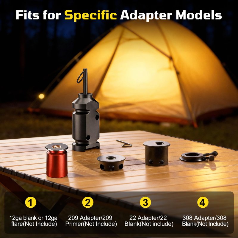 2 Pack Trip Alarm, Perimeter Trip Alarm, 12 Gauge Camping Trip Wire Alarm Device, Early Warning System for Camping and Outdoor Safety/Bear Deterrent, Camping Safety(Adapter Not Include